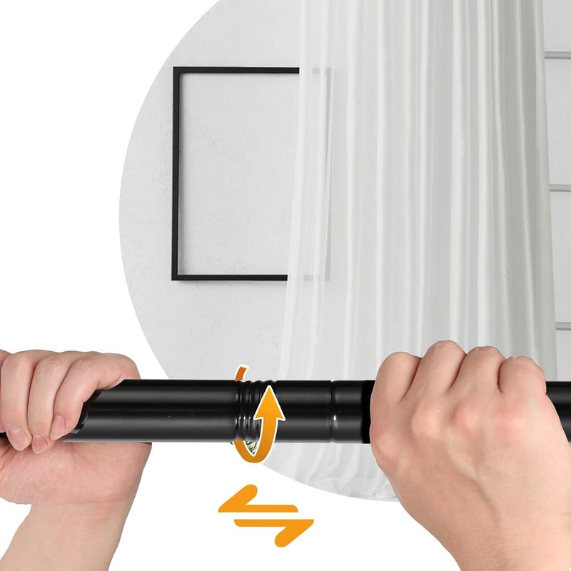TwinkleTool 1 Inch Double Curtain Rods for Windows 28in-44in, Heavy Duty Decorative Drapery Rod Adjustable Black Dual Curtain Rod with Brackets for Sliding Glass Door, Patio, Bedroom, Kitchen, Bathroom - Image 3